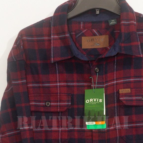 NEW! Orvis - Heavy Weight Flannel Shirts - Plaid - Red, Green, Navy, & Brown